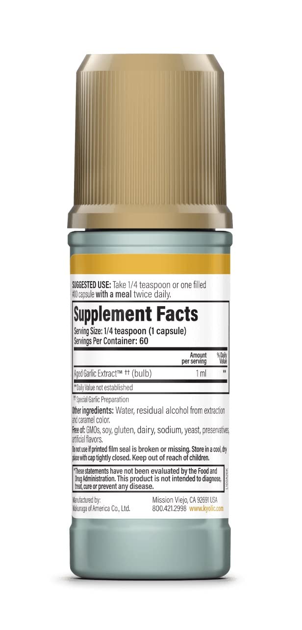 Nutrition facts panel of Kyolic Aged Garlic Extract