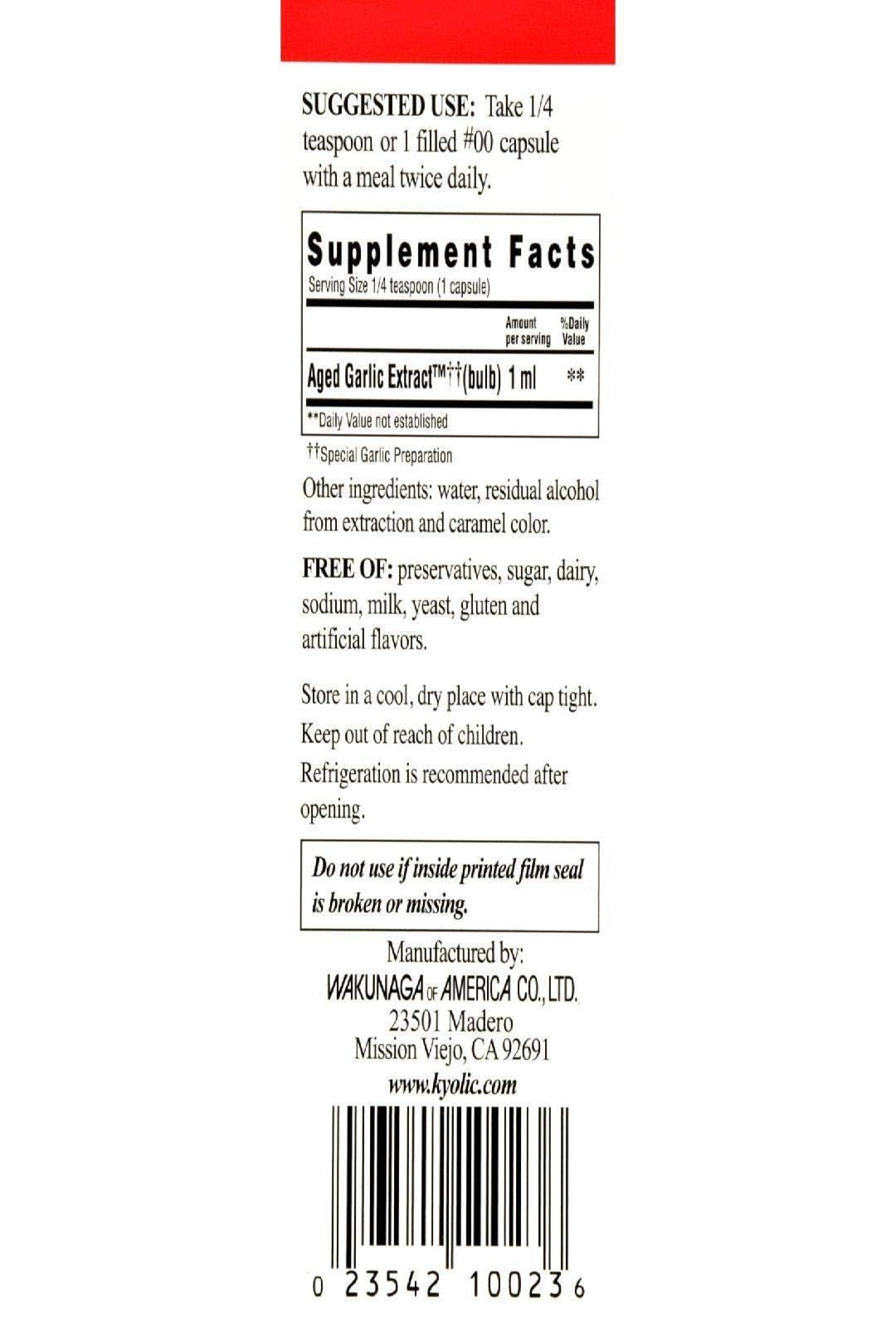 Kyolic Organic Odorless Aged Garlic Liquid product shot