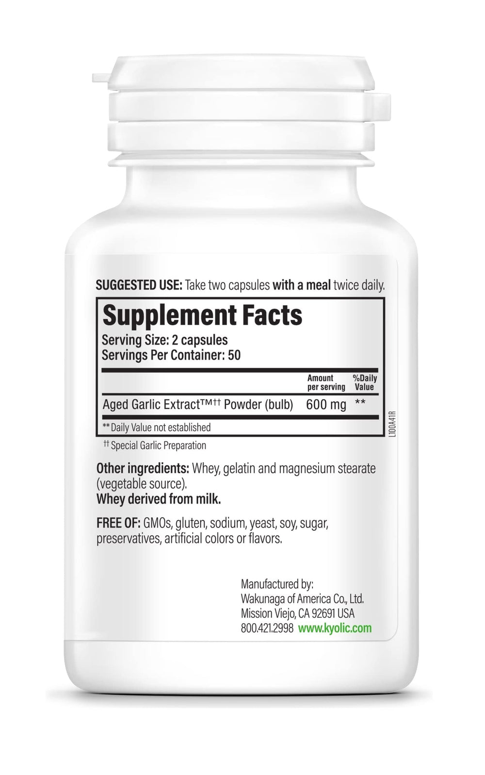 Ingredients and benefits including aged garlic extract and whey