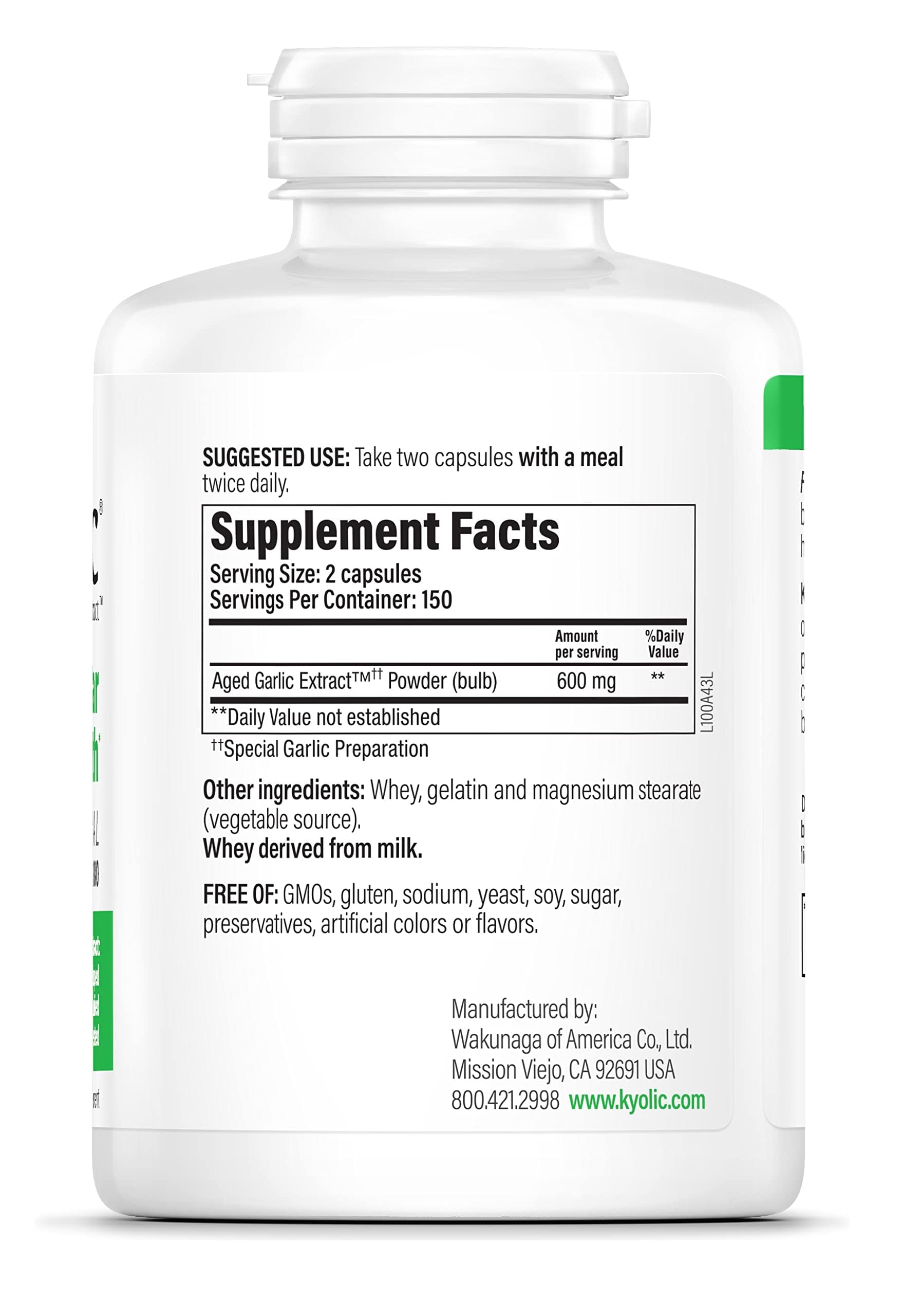 Odorless Kyolic Aged Garlic Extract capsules