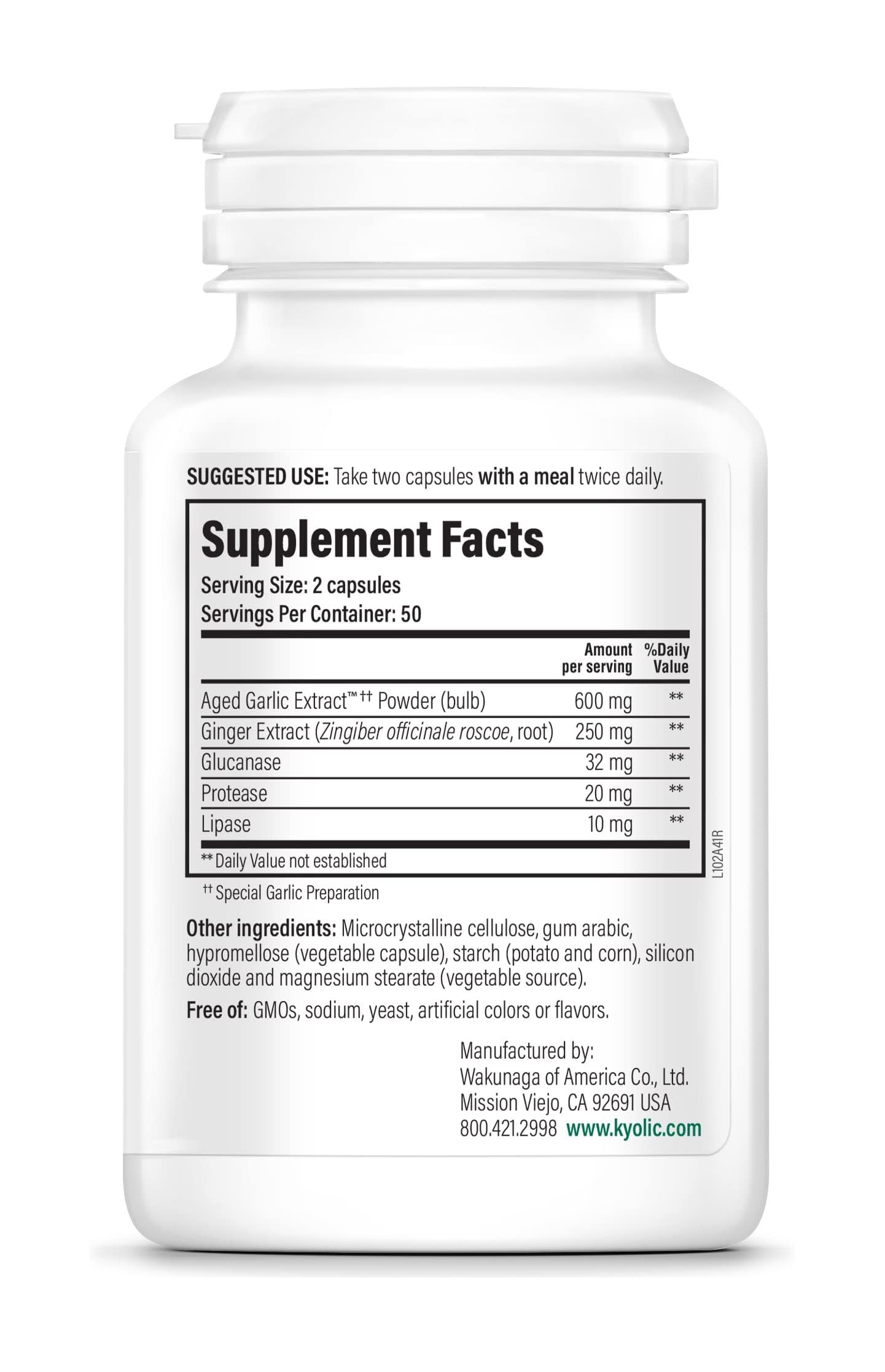 Kyolic Formula 102 capsules with Ginger and enzyme complex