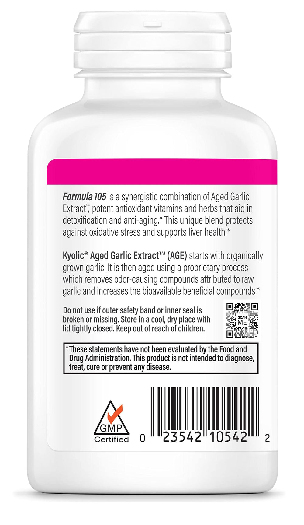 Graphic showing detox and anti-aging benefits of Kyolic Formula 105