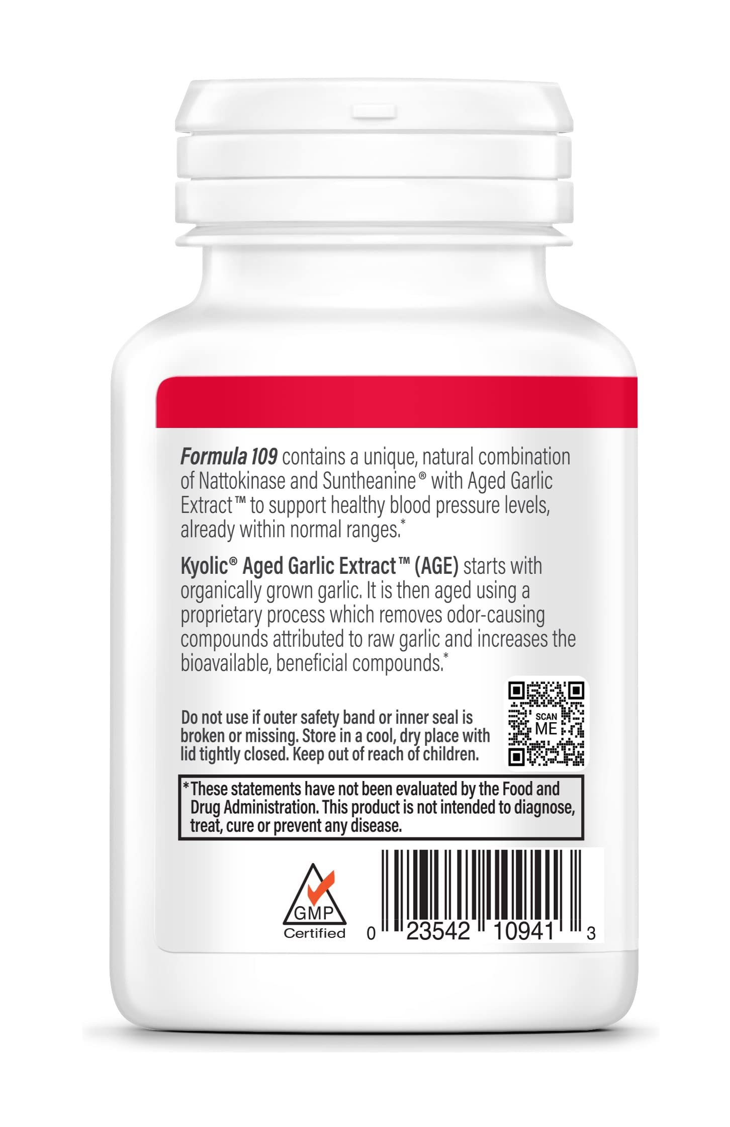 Kyolic Formula 109 bottle label close-up