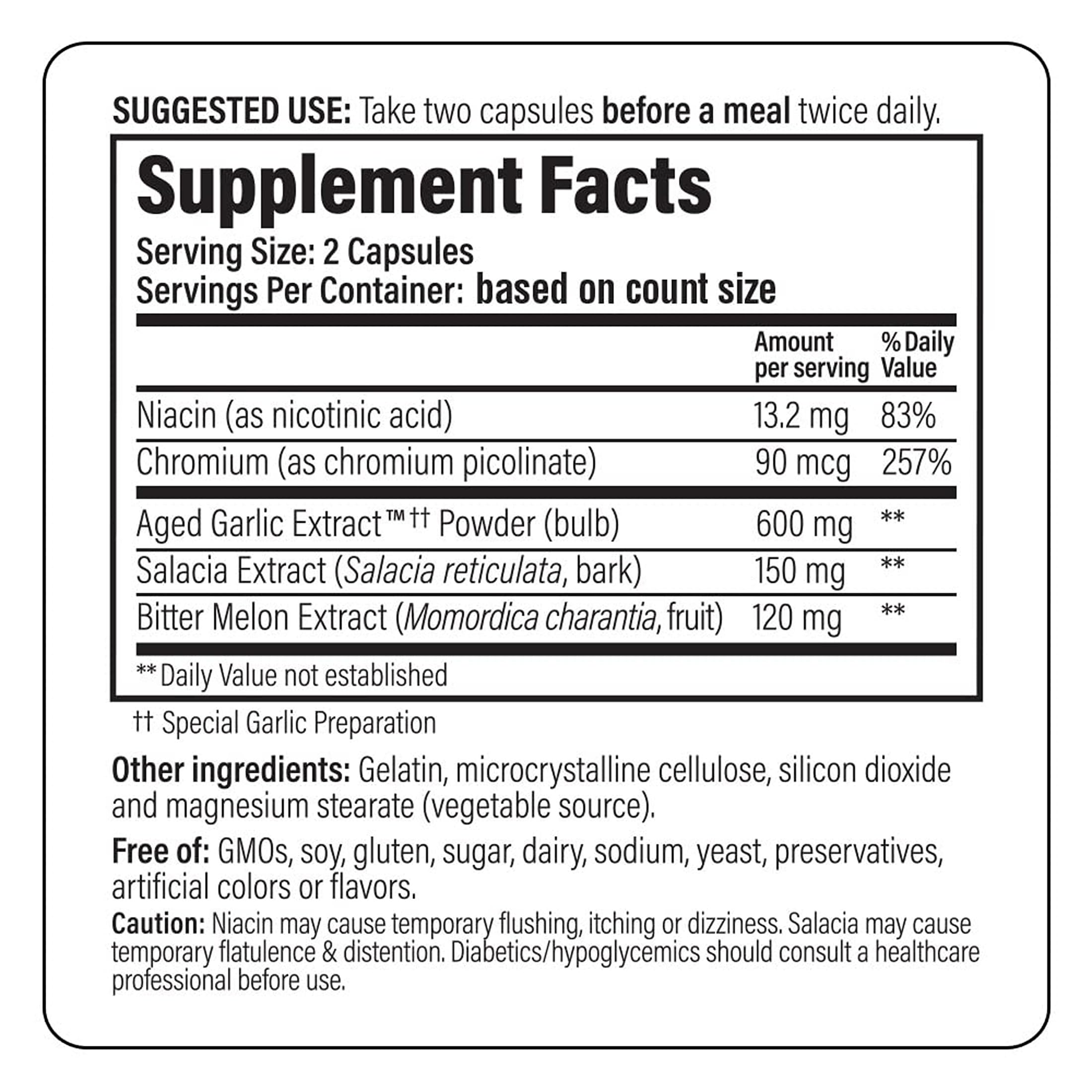 Close-up of Kyolic Formula 112 bottle label for Blood Sugar Balance