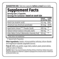 Close-up of Kyolic Formula 112 bottle label for Blood Sugar Balance