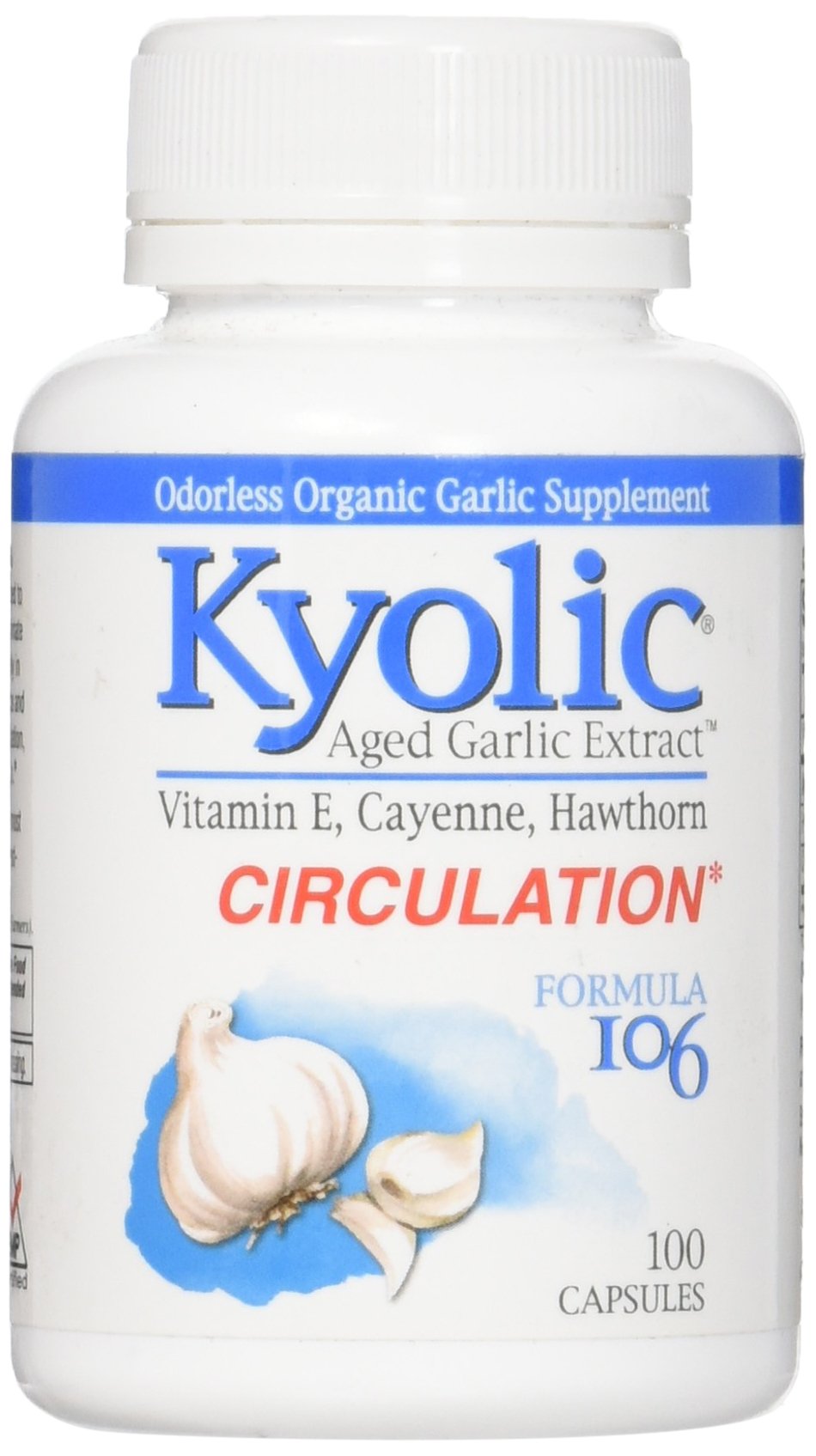 Kyolic Aged Garlic Extract Healthy Heart Formula 106 bottle – front view