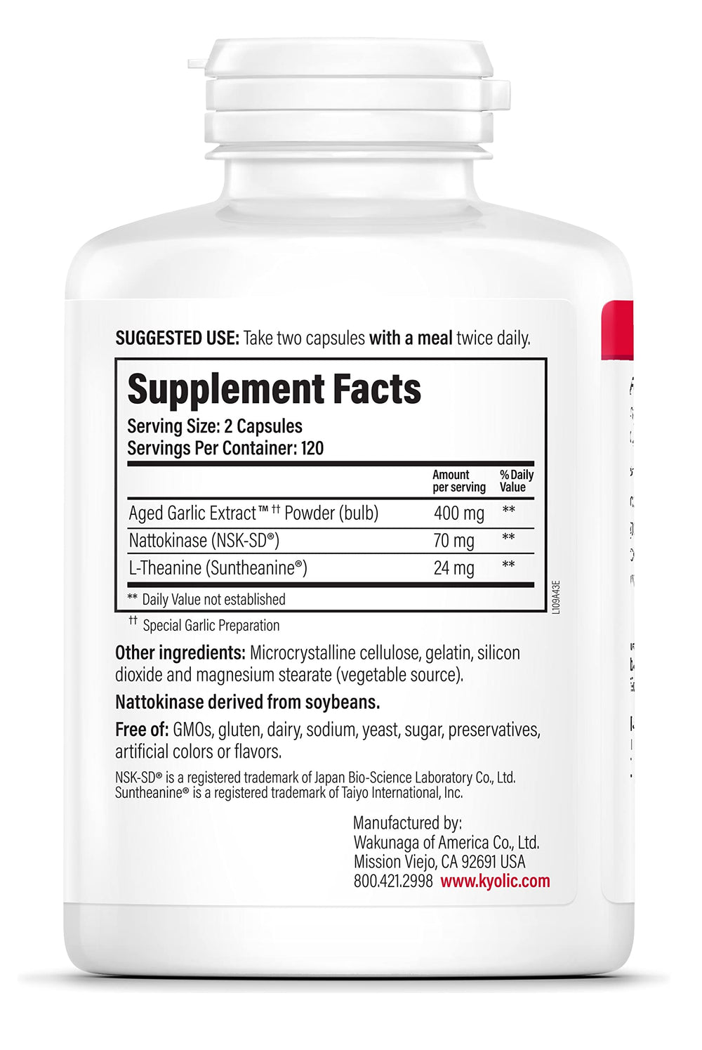 Ingredients overview for Kyolic Aged Garlic Extract Formula 109