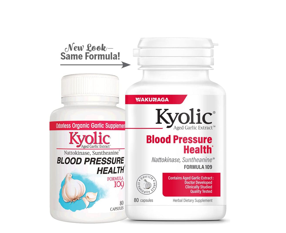 Graphic representing blood pressure health and Kyolic product