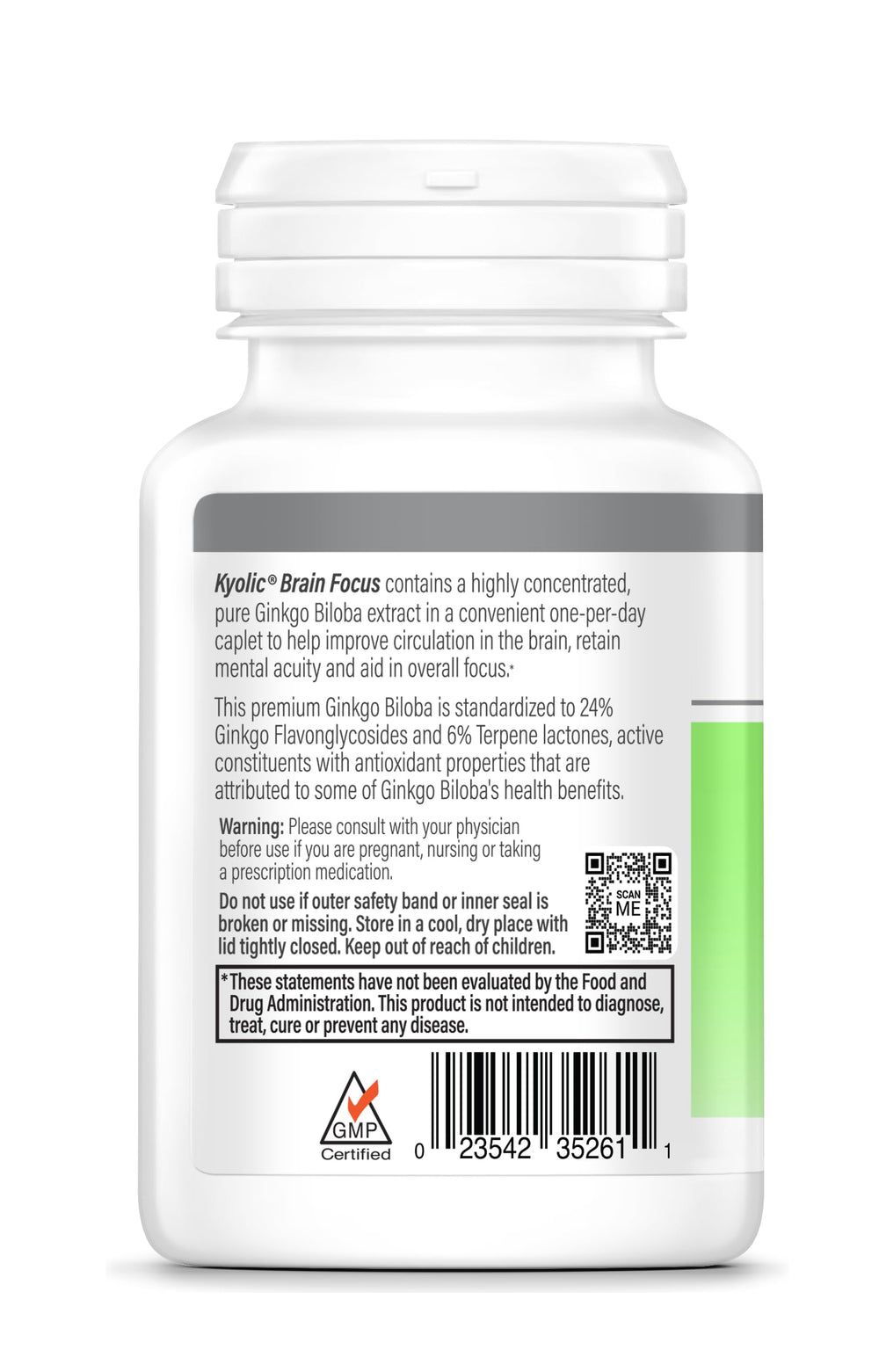 Caplet showing 120 mg Ginkgo Biloba extract
