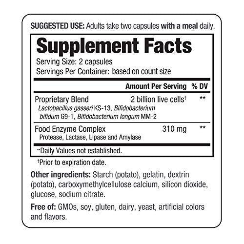 Kyolic Kyo-Dophilus Enzymes Probiotic bottle label close-up