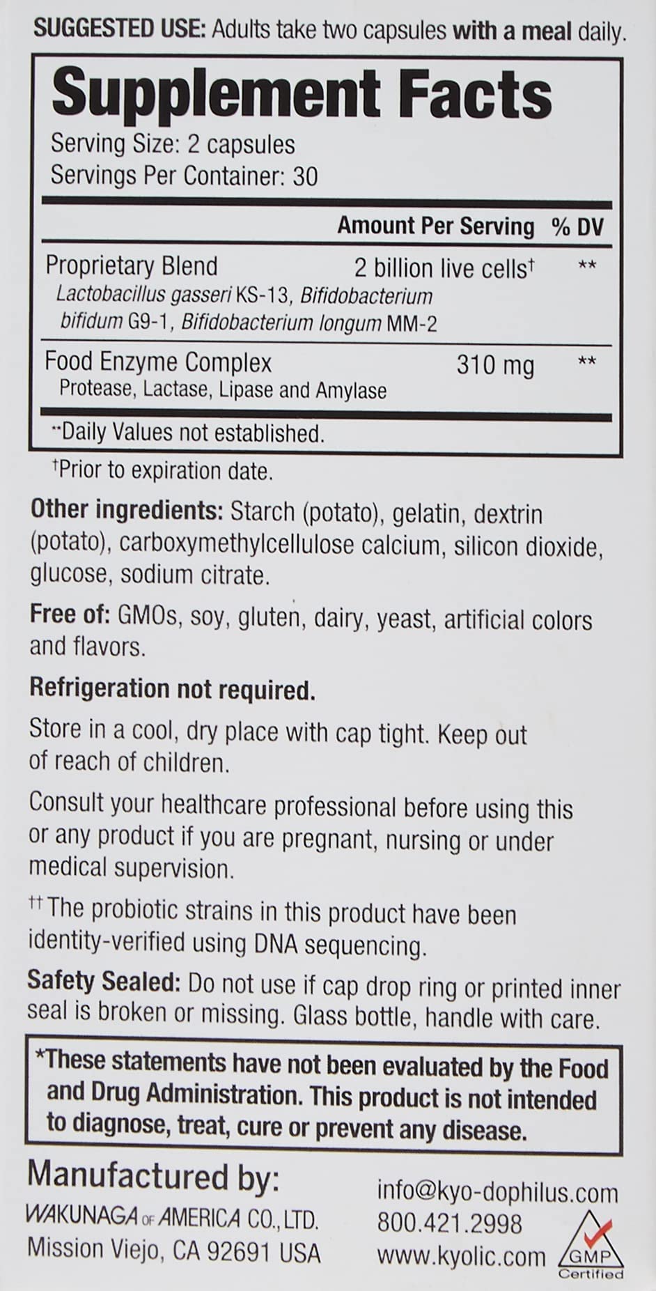 Close-up of Kyolic Kyo-Dophilus Enzymes probiotic capsules