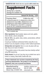 Kyolic Kyo-Dophilus Multi 9 bottle back label highlights ingredients.