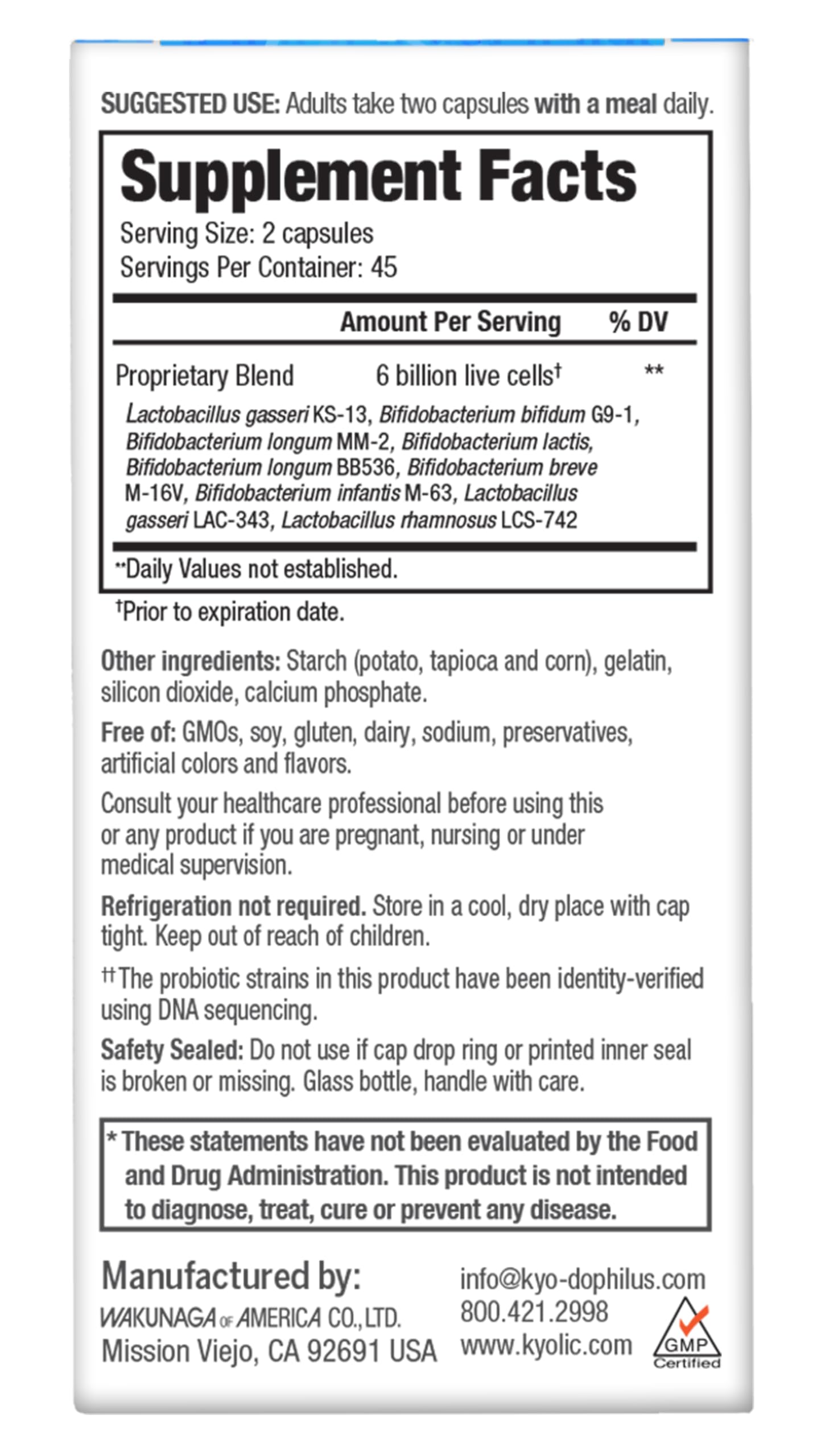 Label highlights non-GMO, gluten-free, dairy-free