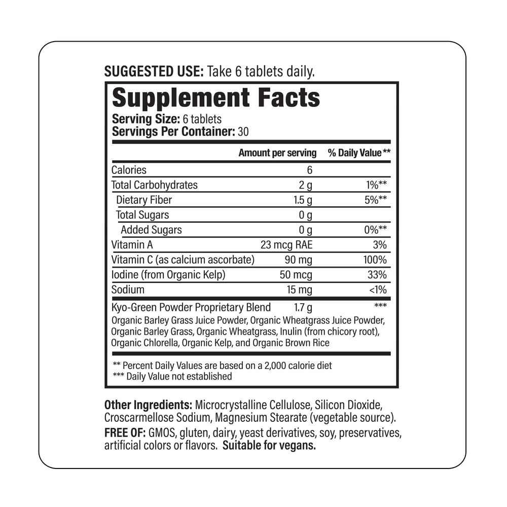 Chewable or swallowable Kyolic Kyo-Green Energy tablets