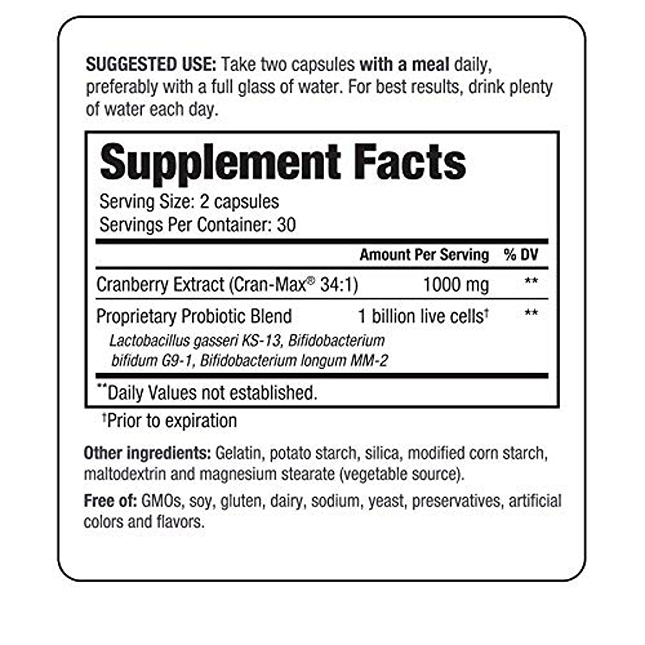 Cran-Max cranberry extract with probiotic for bladder support