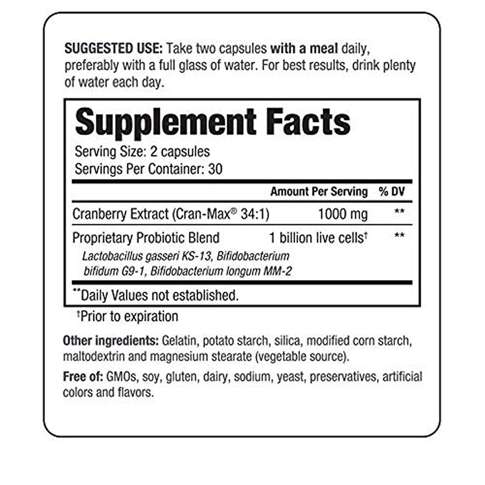 Cran-Max cranberry extract with probiotic for bladder support