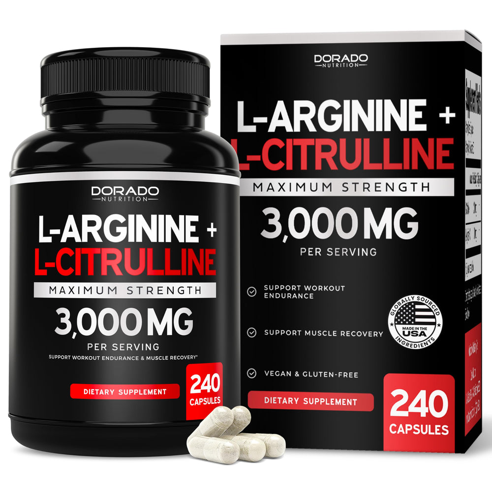 L Arginine L Citrulline 3000mg 240 capsules hero image