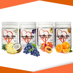 Packaging and scoops of Cardio for Life L-Arginine Powder – Peach flavor