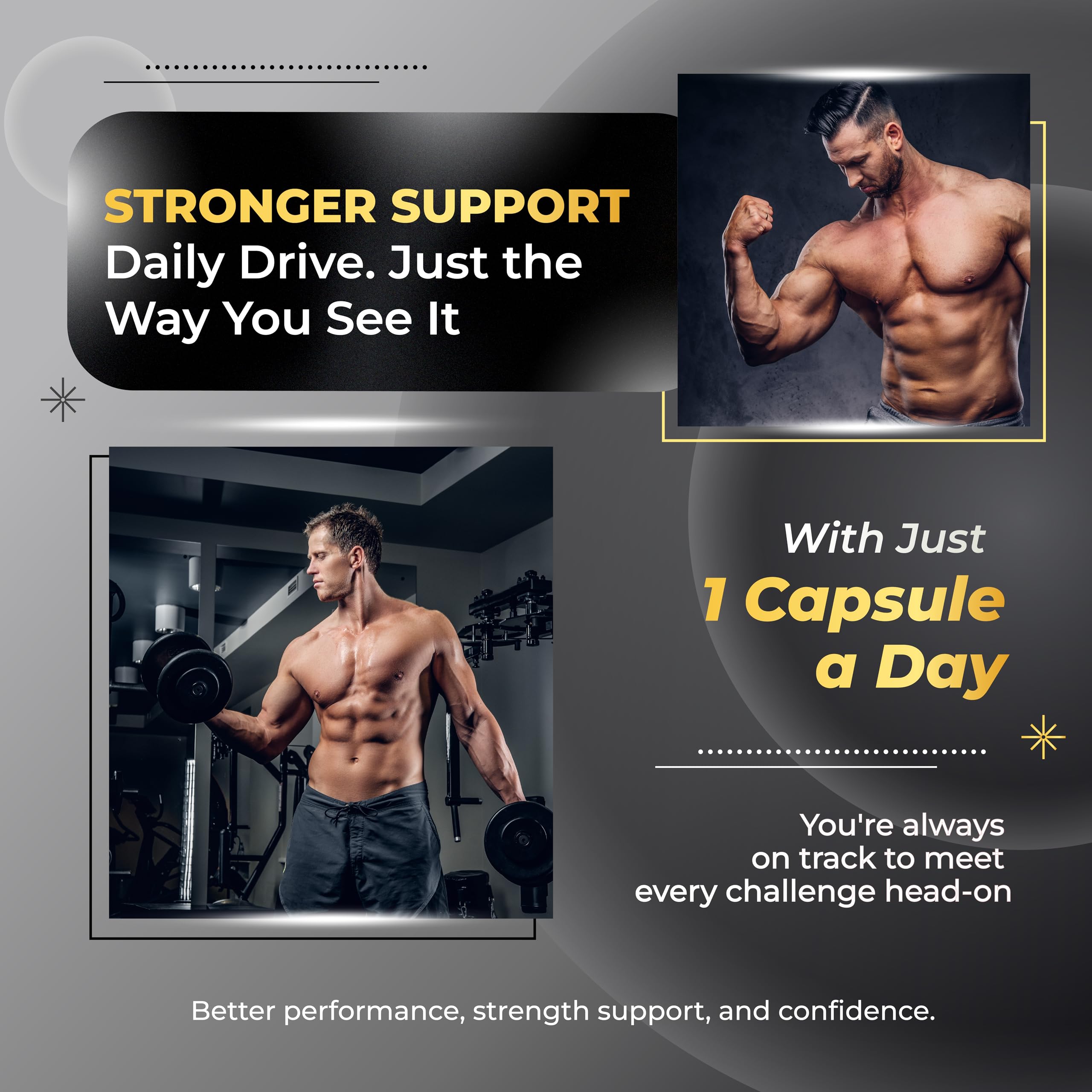Ingredients include L-Arginine, Tribulus, and Maca Root