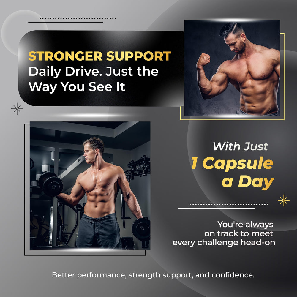Ingredients include L-Arginine, Tribulus, and Maca Root