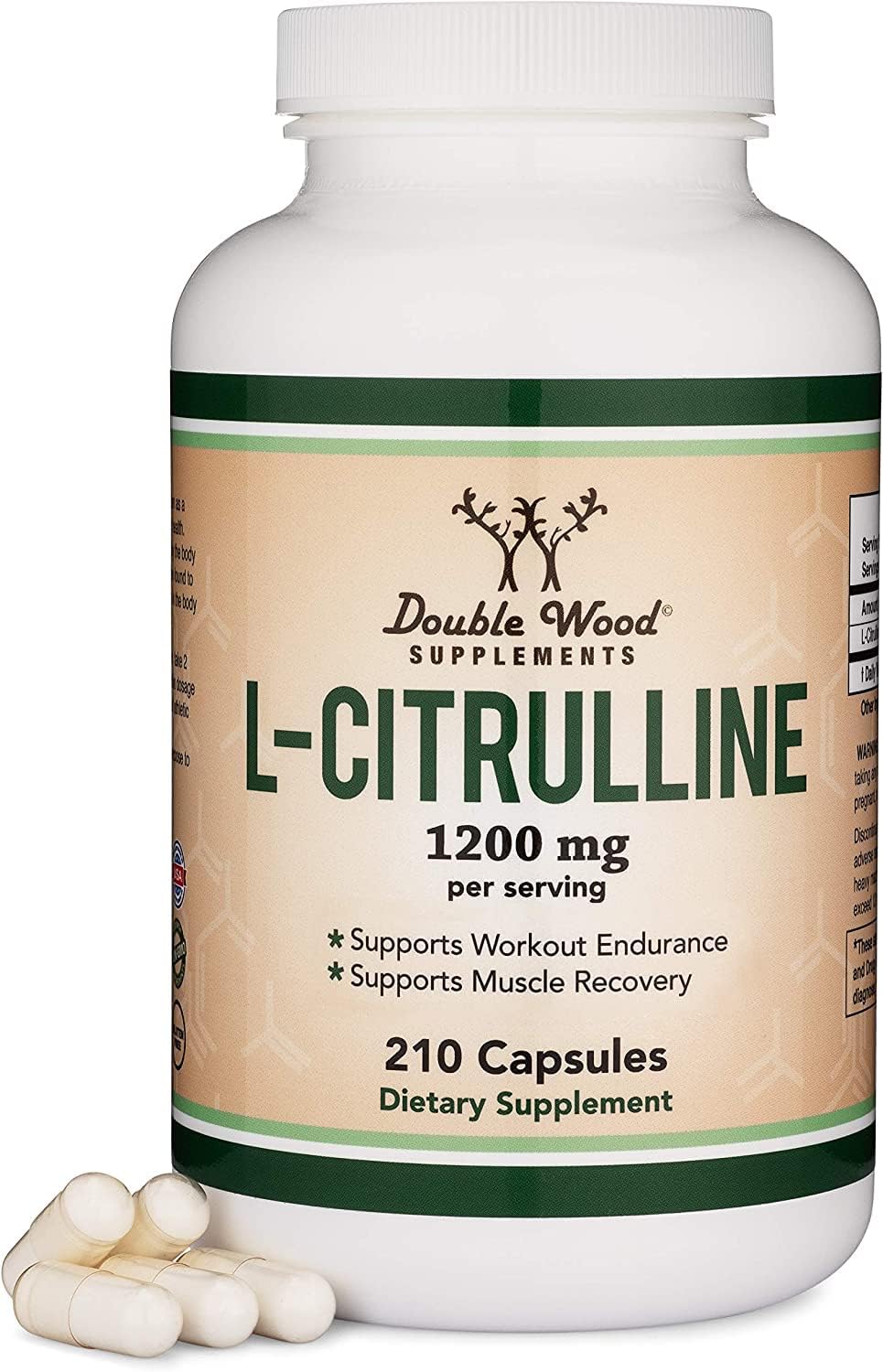 Bottle of L Citrulline Capsules 1200mg - 210 count