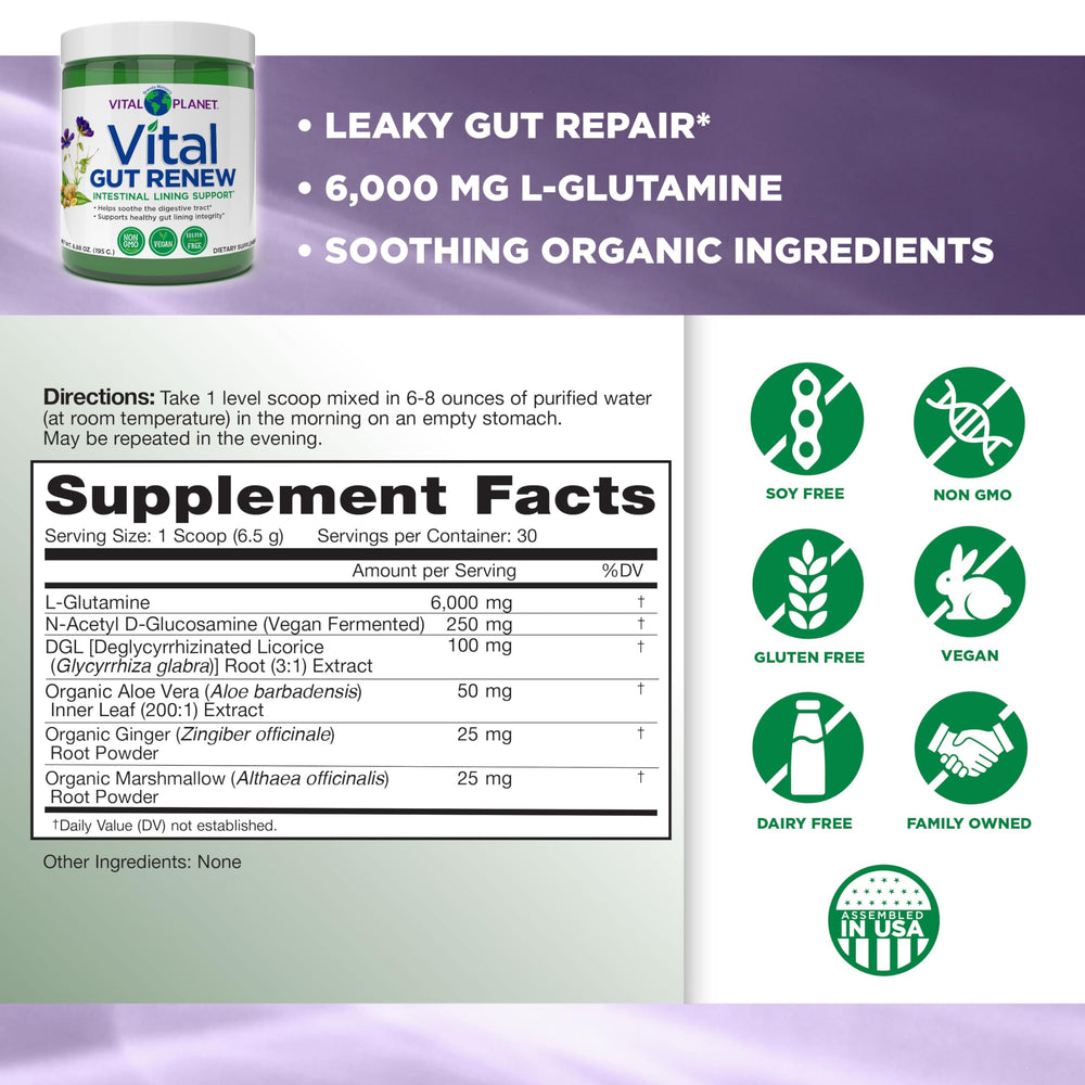 Graphic showing 6000 mg L-Glutamine content