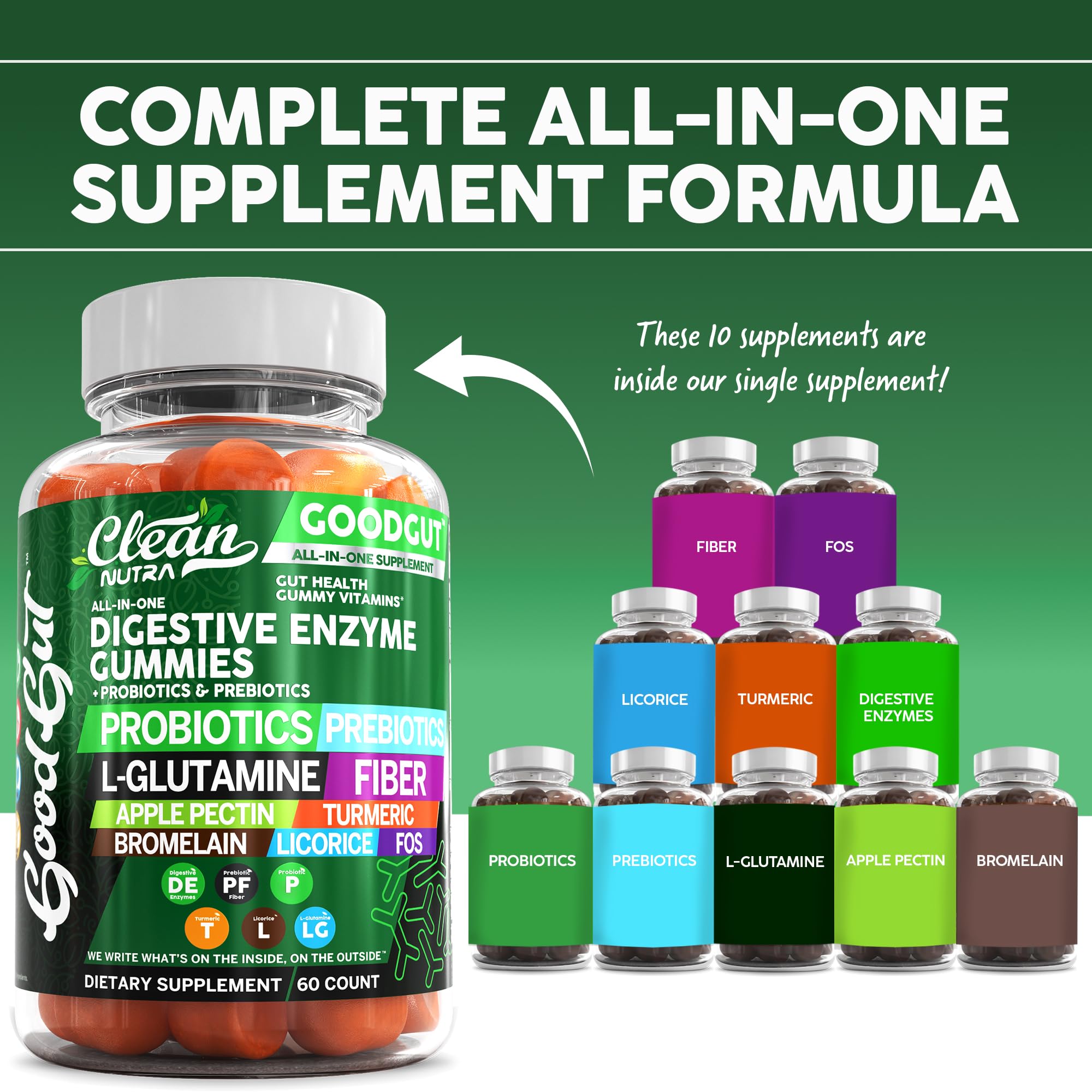 Gummy vitamins for gut health featuring L-Glutamine