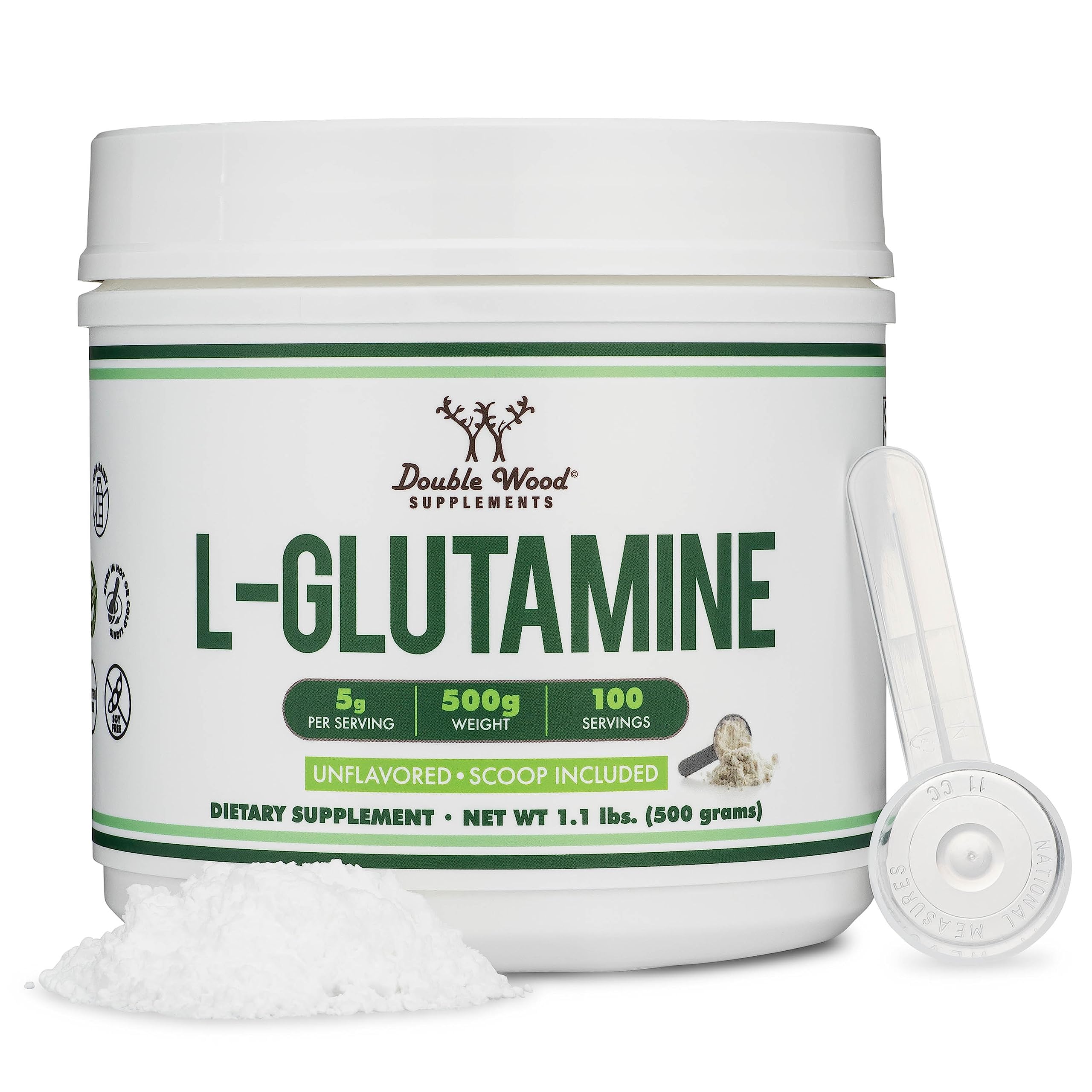 1.1lb (500g) L-Glutamine powder unflavored bottle label