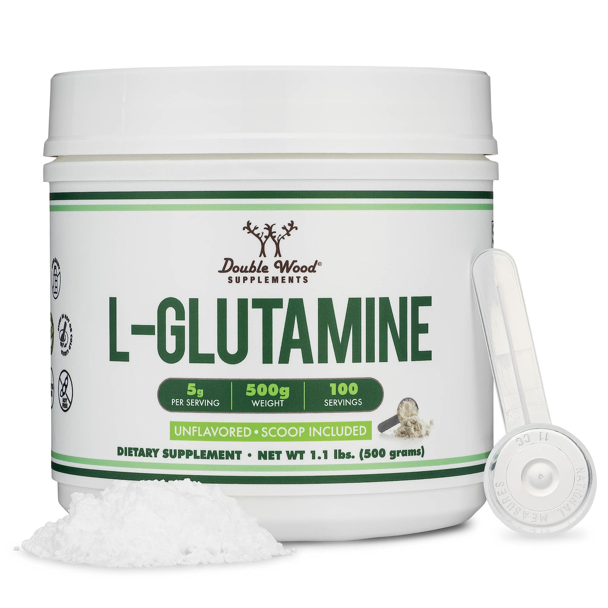 1.1lb (500g) L-Glutamine powder unflavored bottle label