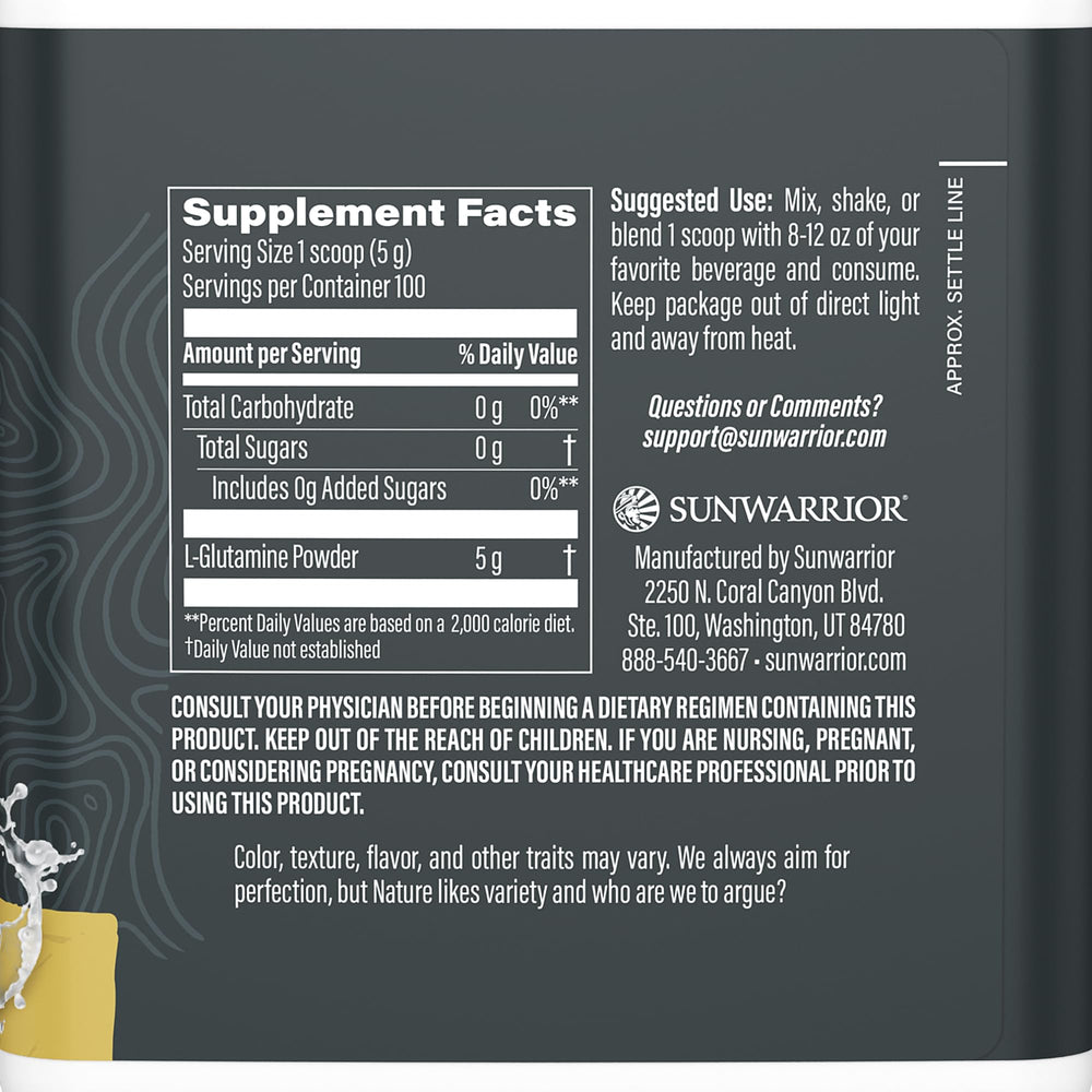 Close-up of unflavored L-Glutamine powder