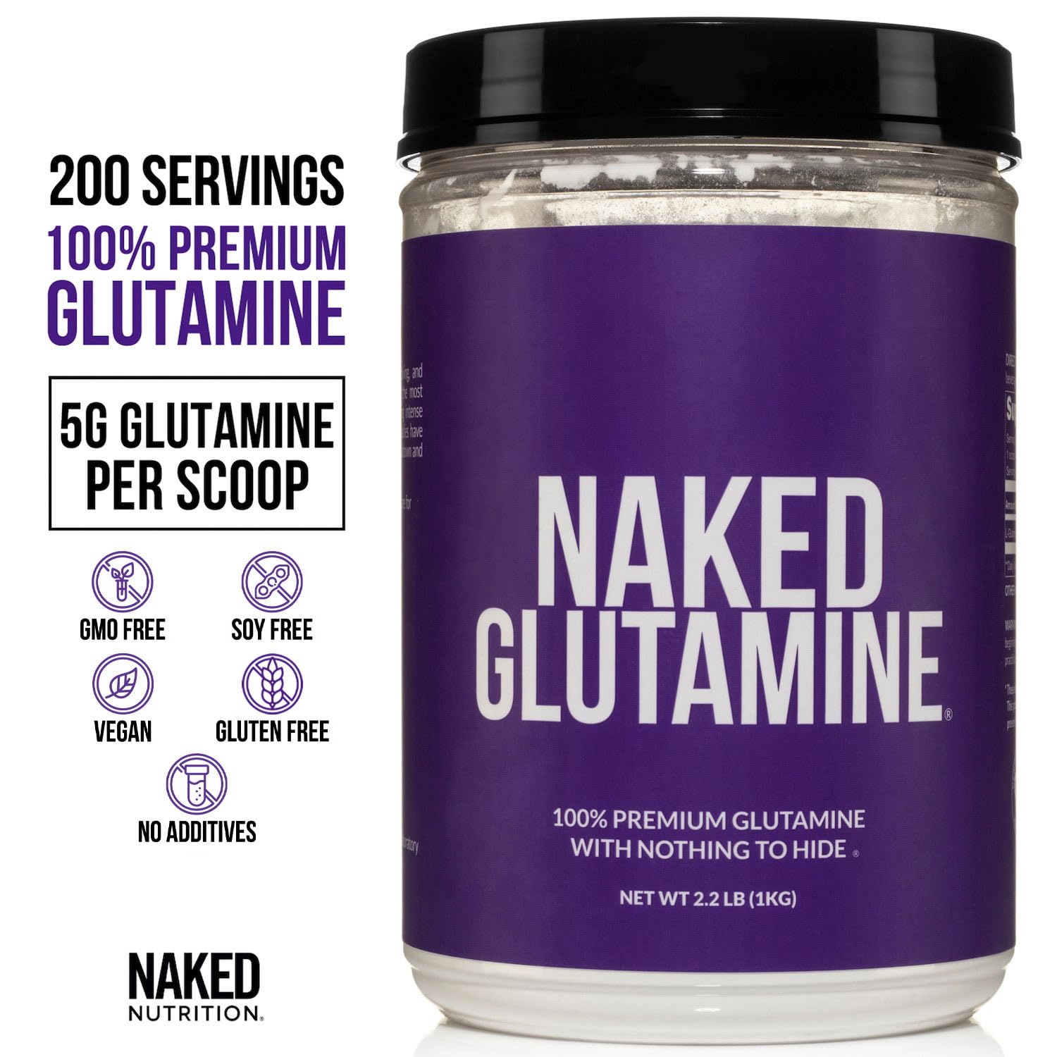 L-Glutamine powder vegan, non-GMO, USA-made