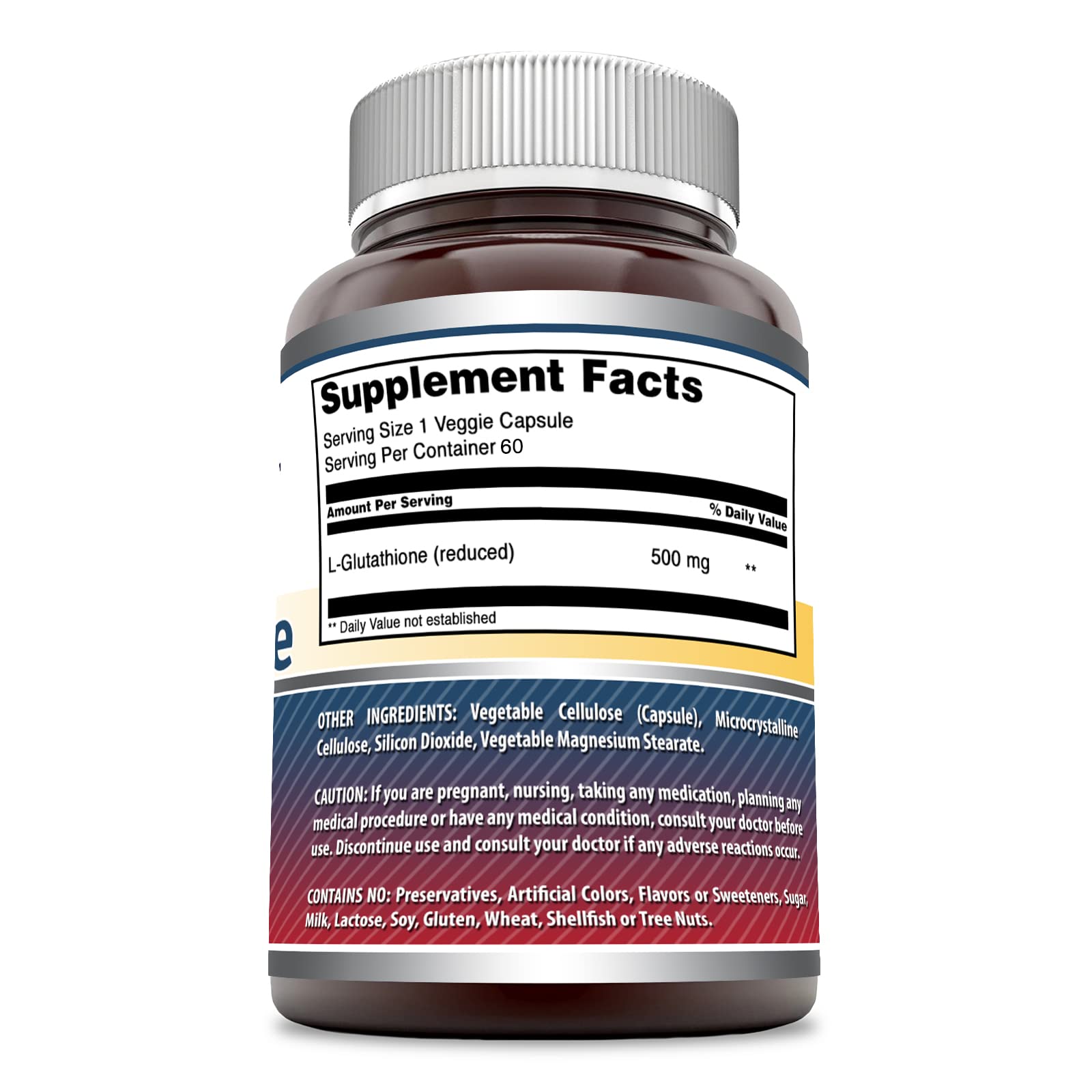 L-Glutathione 500 mg per serving label