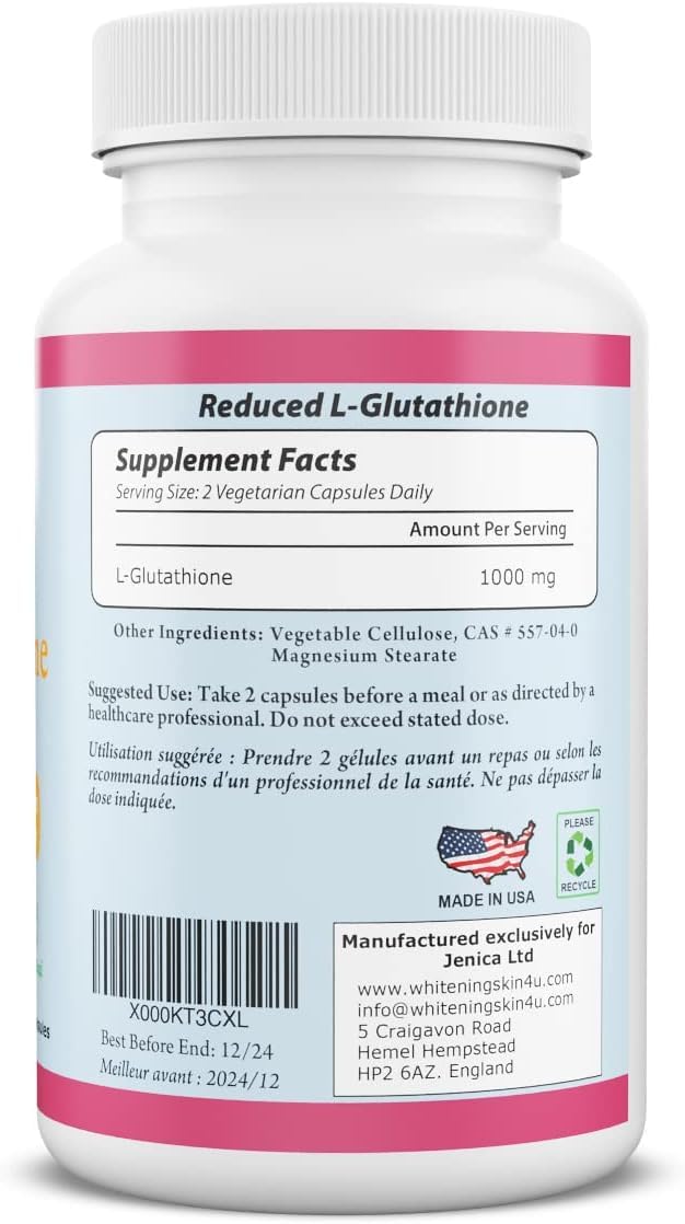 Close-up of L-Glutathione 1000 mg capsules