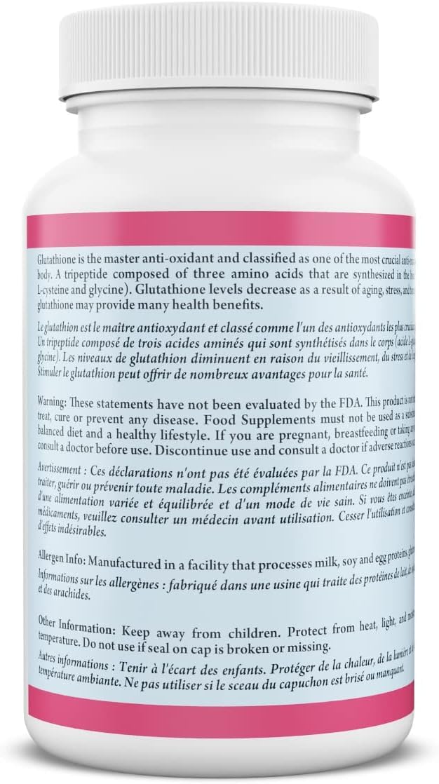 Supplement facts panel highlighting GSH antioxidant blend