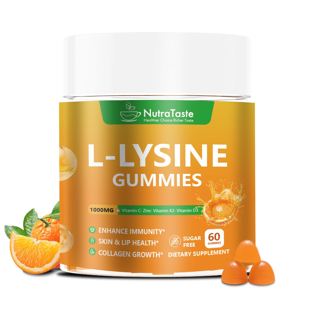 Front view of L-Lysine Gummies 1000mg bottle