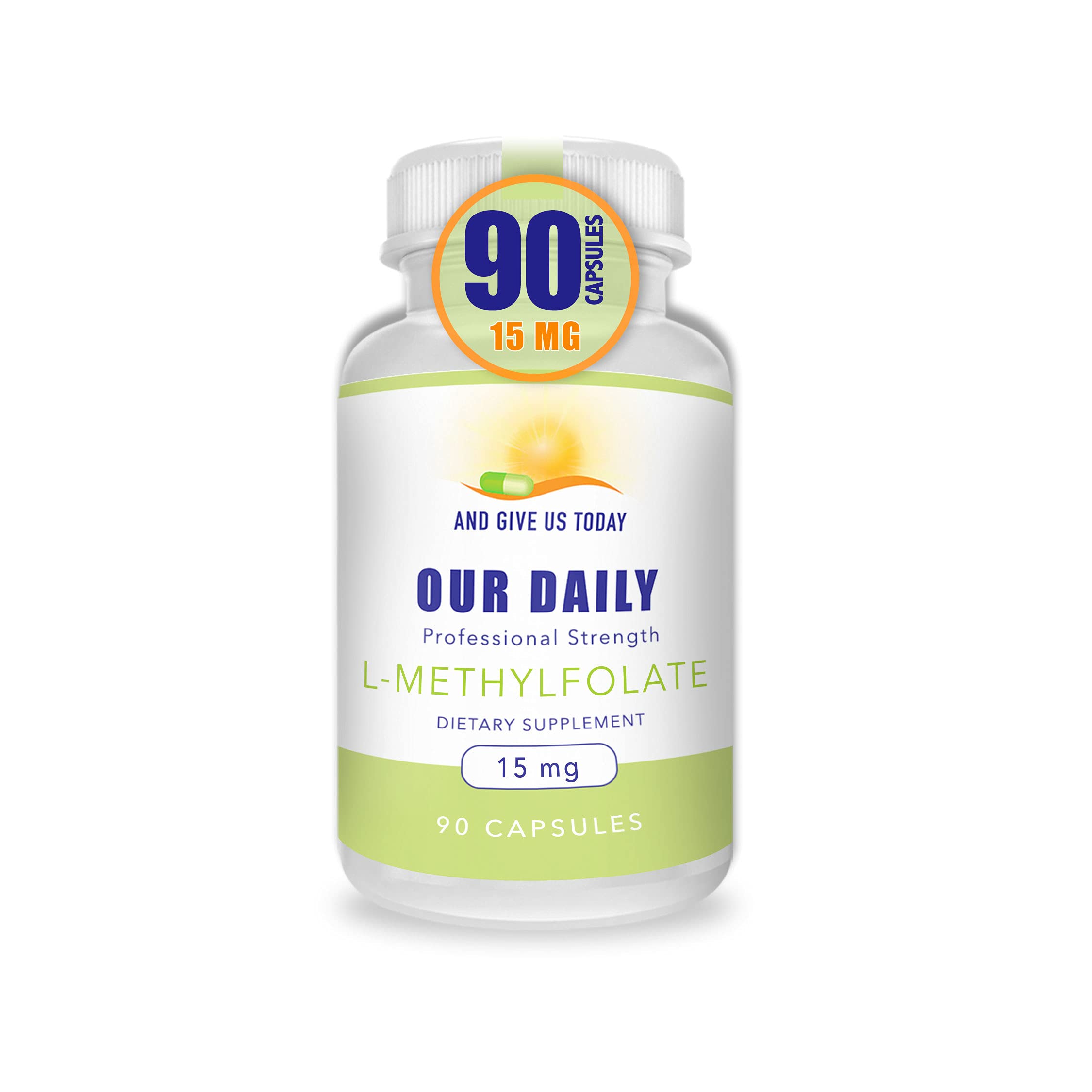 L-Methylfolate 15 mg / 15000 mcg – vegetarian capsules, 90-count bottle