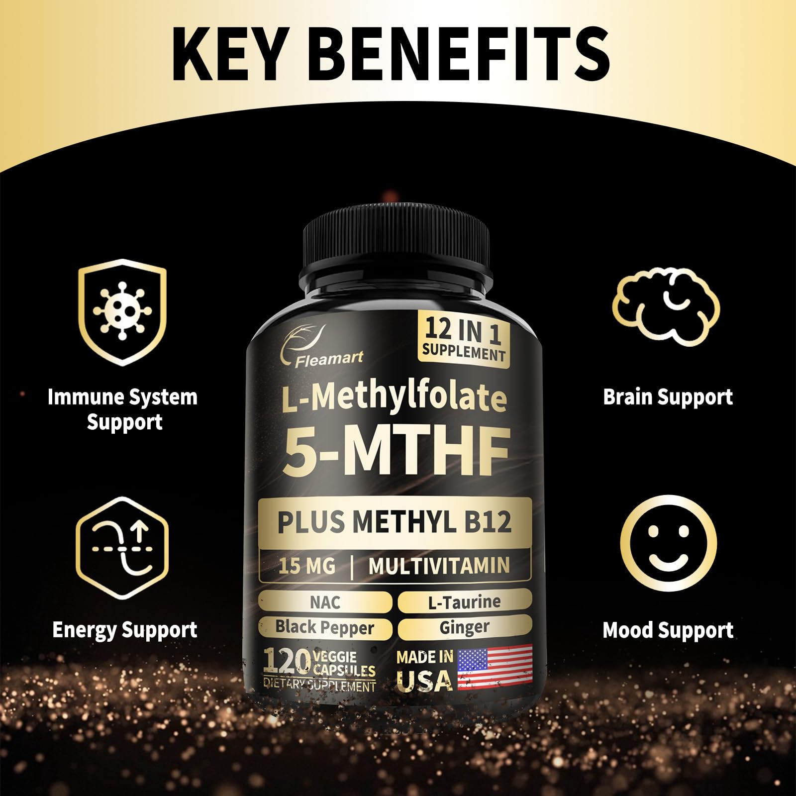 Vegan capsules and bottle on white background