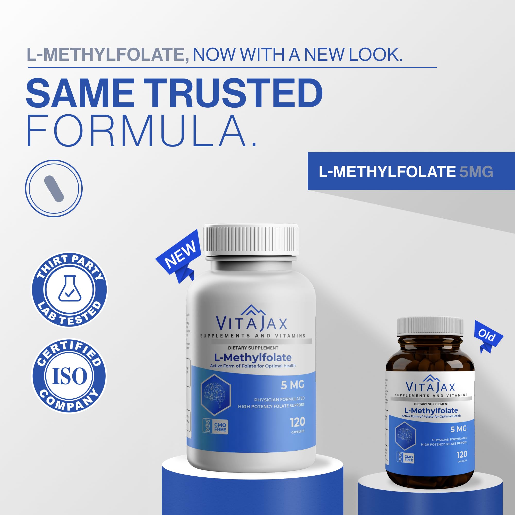 Label showing 5 mg L-Methylfolate per capsule