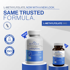 Label showing 5 mg L-Methylfolate per capsule