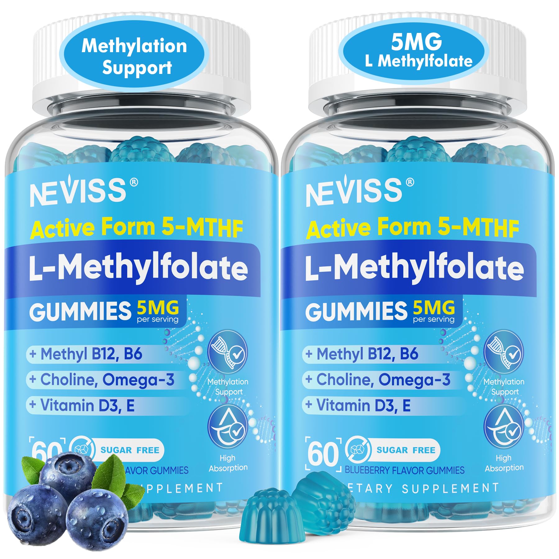 Front view of L Methylfolate Gummies bottle