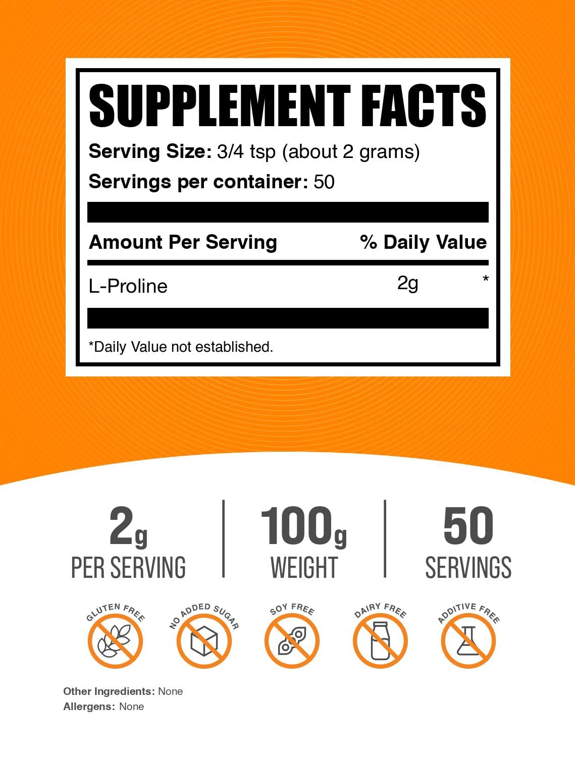 L-Proline powder packaging label