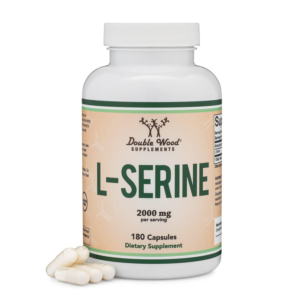 Double Wood L-Serine capsules bottle with 180-count label