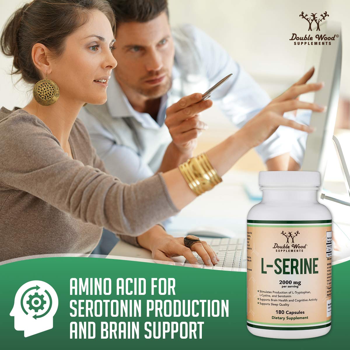 L-Serine bottle and nutrition label