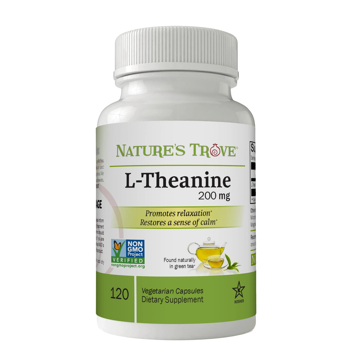 L-Theanine 200mg Nature's Trove bottle label