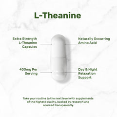 Back label of L-Theanine 400mg 400 capsules bottle