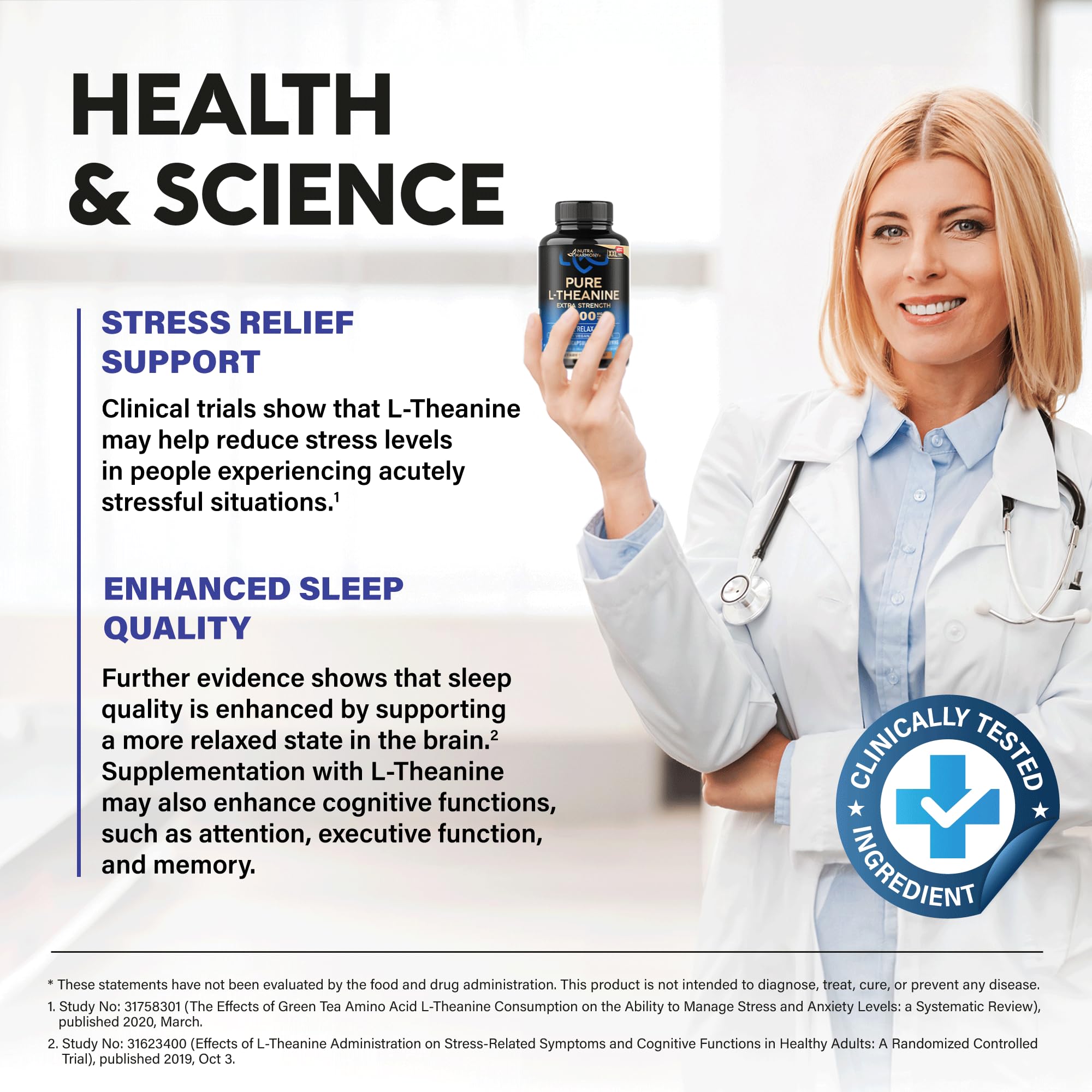 Plant-based, non-GMO, gluten-free L-Theanine 400 mg