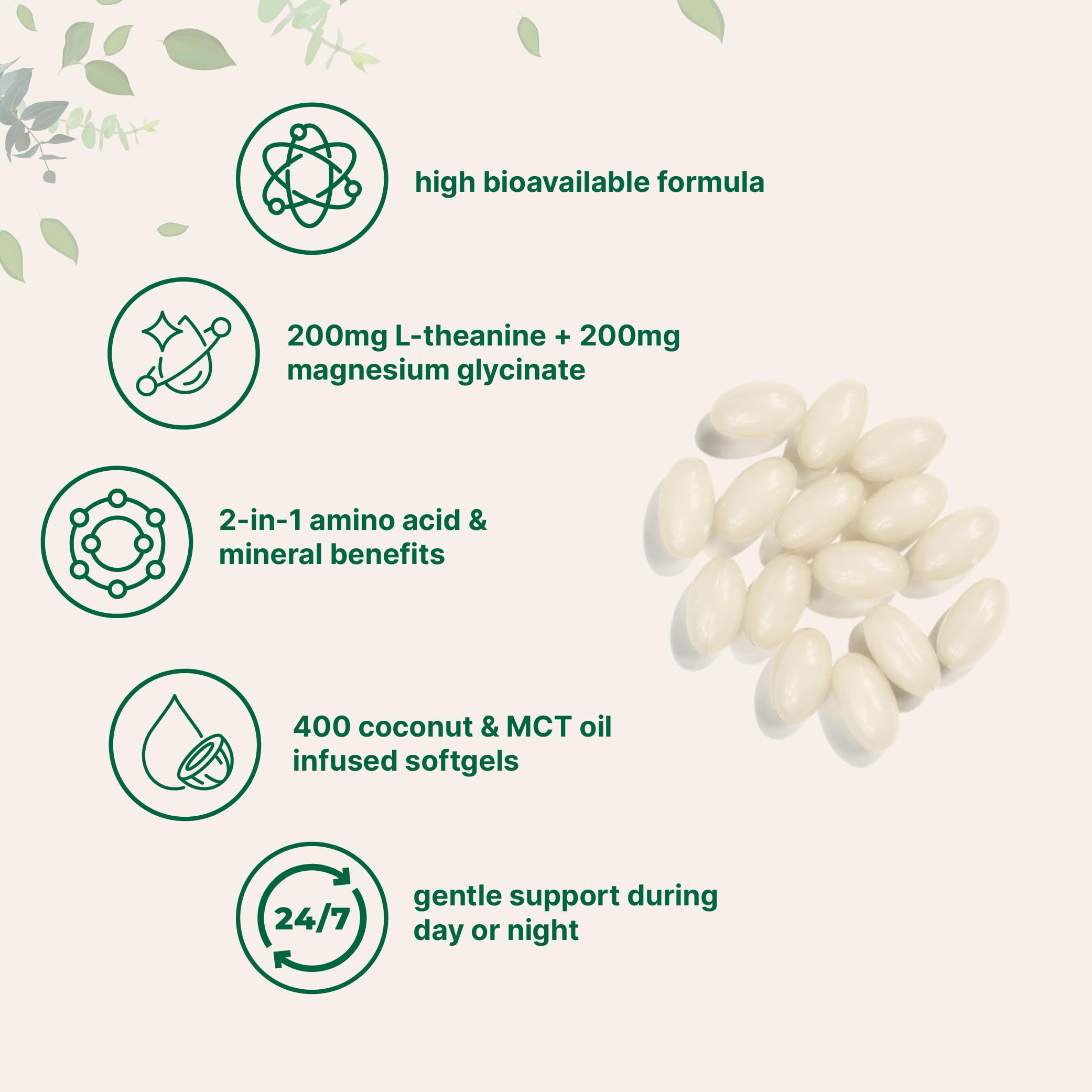 2-in-1 amino acid and mineral complex softgels label highlight