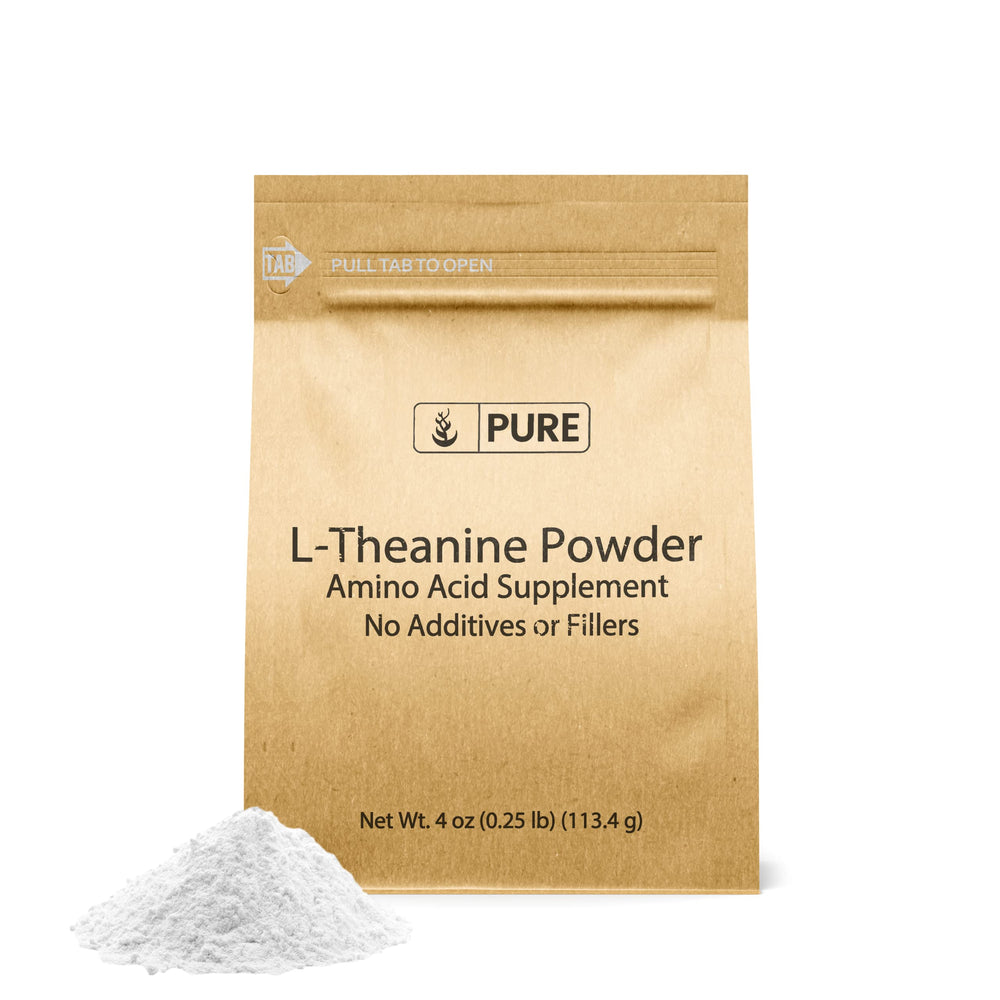 Pure L-Theanine powder in 4 oz packaging