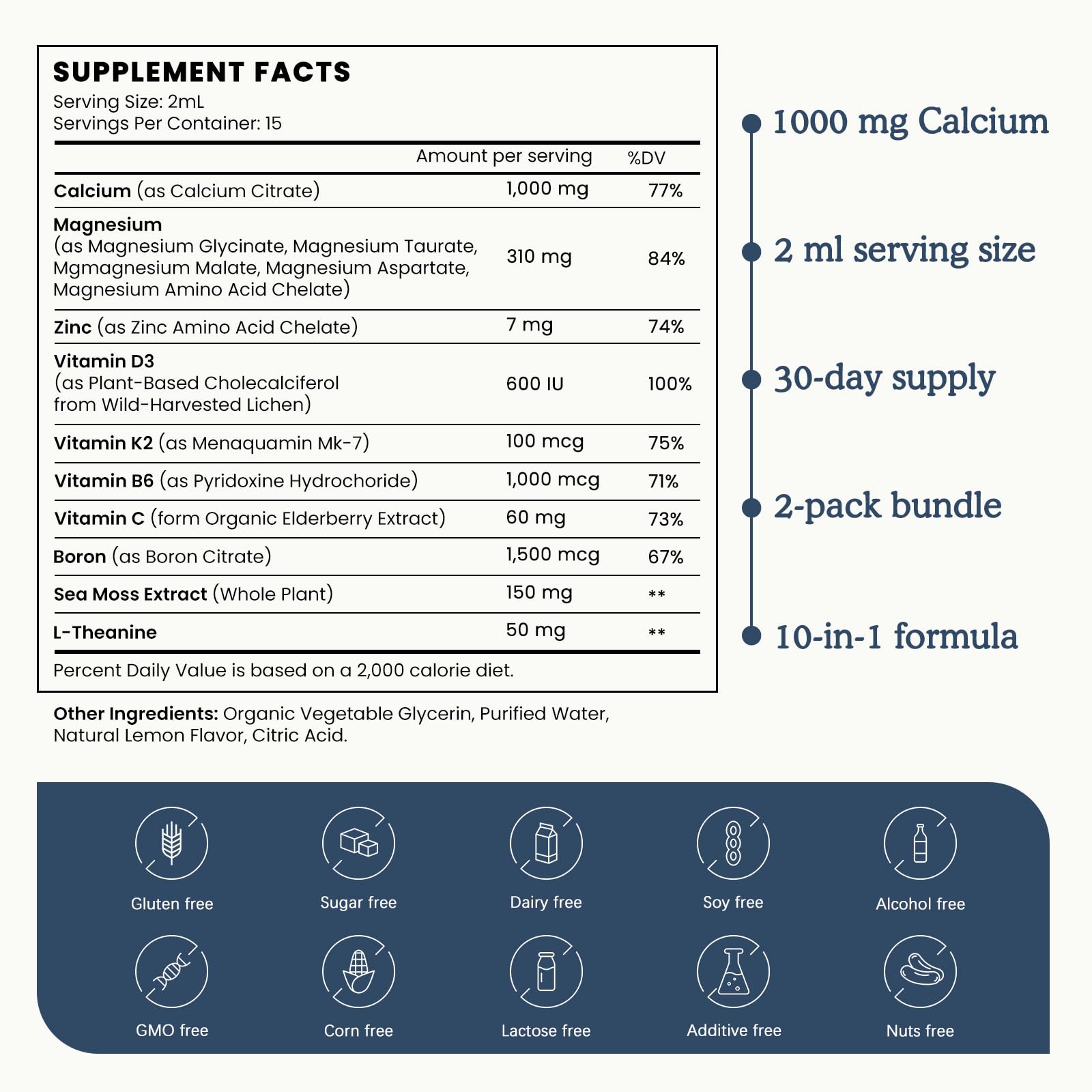 L-Theanine, Sea Moss extract, and Boron ingredients