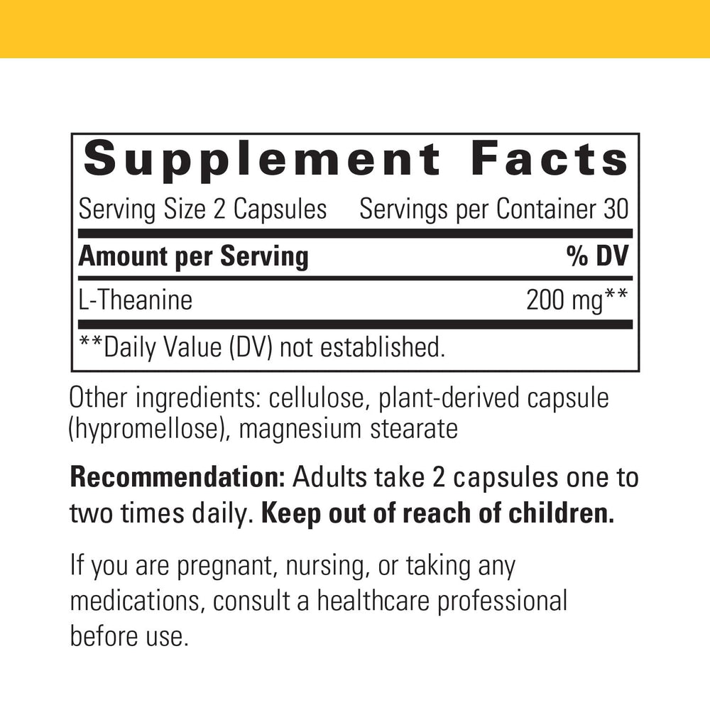 L-Theanine stress relief and relaxation supplement capsules